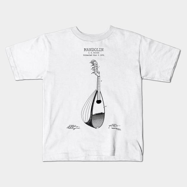 MANDOLIN patent Kids T-Shirt by Dennson Creative